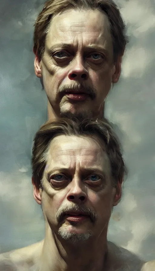 Image similar to an close up oil drawing of roman god emperor steve buscemi, renaissance painting, art by anders zorn, wonderful masterpiece by greg rutkowski, expressive brush strokes, beautiful cinematic light, american romanticism by greg manchess, jessica rossier fantasy art, concept art, official art, hd mod