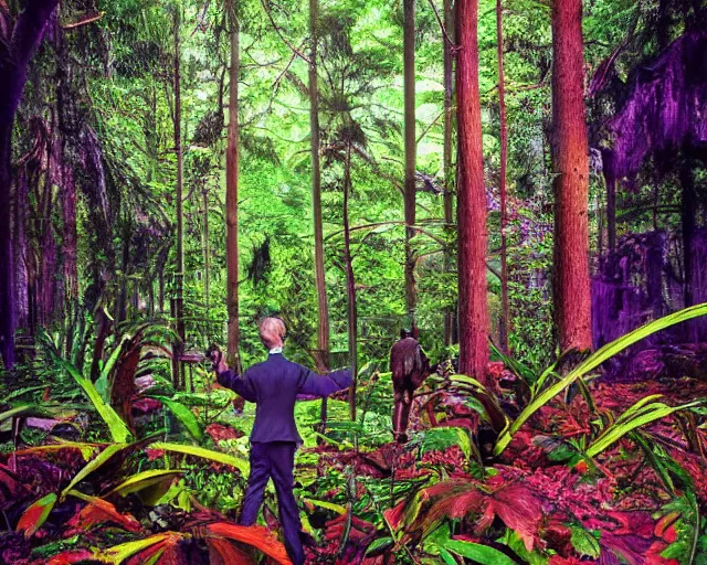 Prompt: edgar cayce and aldous huxley in a forest, epic colorful hyper detailed award winning photography