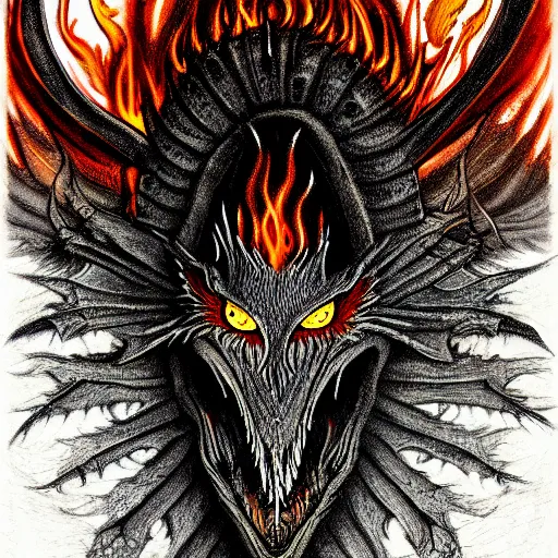 Prompt: the jabberwock with eyes of flame, illustration, ethereal, terrifying, detailed, sharp focus