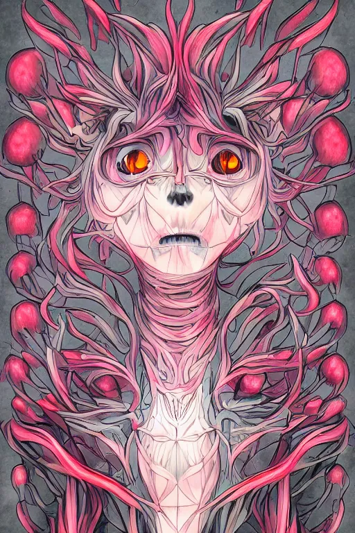 Image similar to a humanoid figure flower monster, symmetrical, digital art, sharp focus, trending on art station, anime