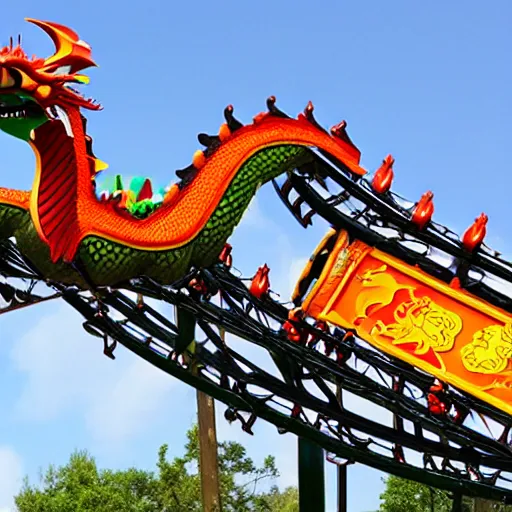 Image similar to a dragon themed roller coaster