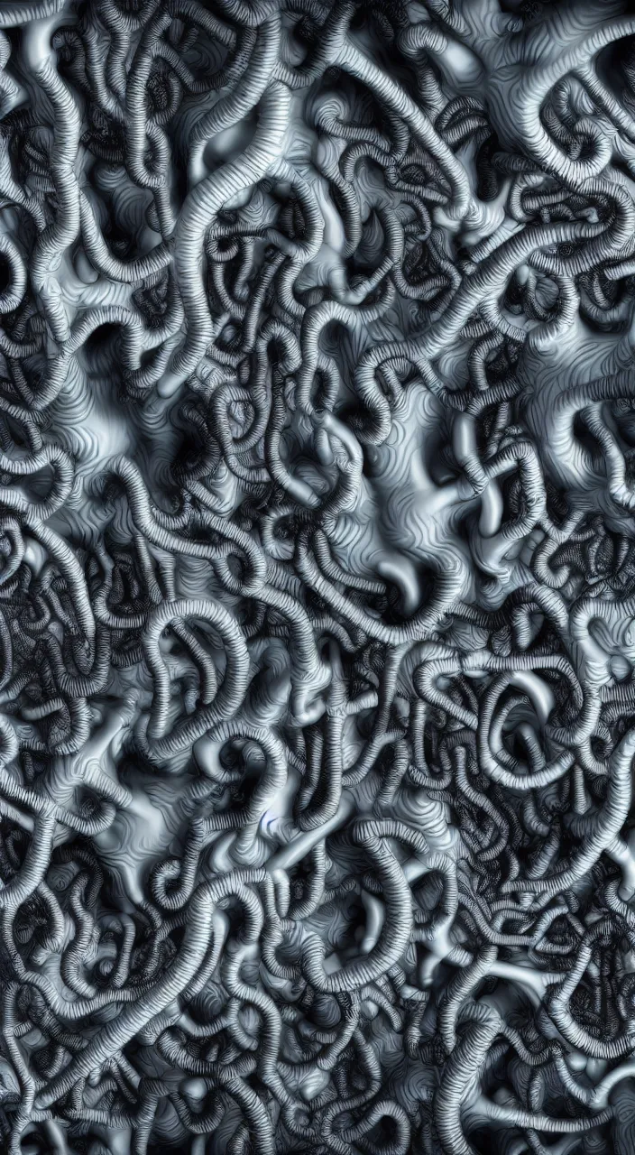 Prompt: an arrangement of ceramic pipes in the shape of vocal tracts ejecting a pattern of fractal jet streams of air, xenomorph, highly detailed, 8 k, octane,