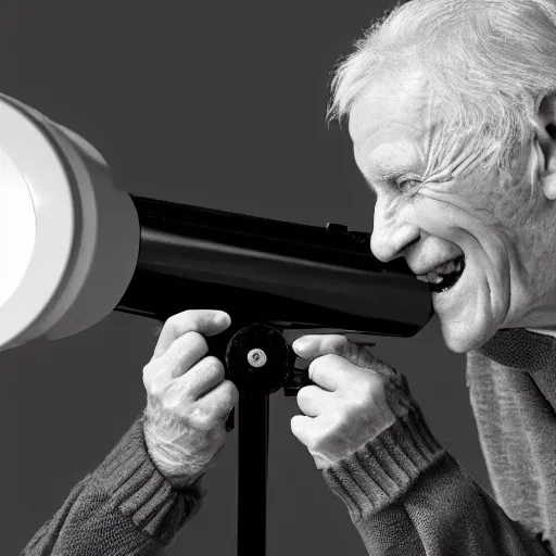 Image similar to a smiling old man seen through a telescope