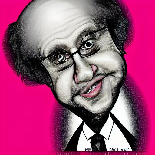 Image similar to caricature of denny devito, professional, digital art, silly