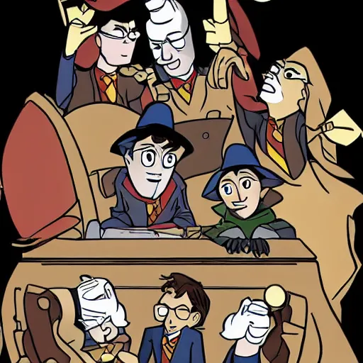 Image similar to film Harry Potter in a DuckTales style