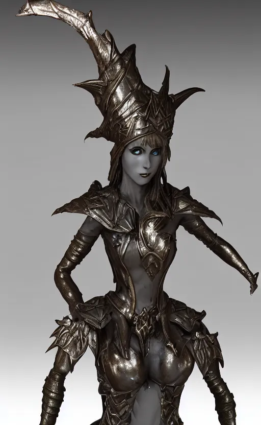 Image similar to Gothic elf princess in dragon armor, bronze statue, unreal engine, high detailed