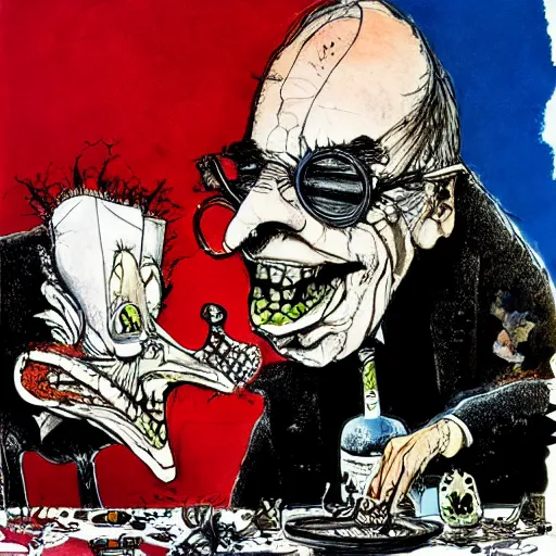 Prompt: faustian bargain, art by ralph steadman