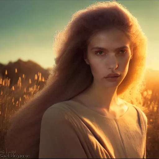 Image similar to photographic portrait of a stunningly beautiful female alchemist with spells in soft dreamy light at sunset, contemporary fashion shoot, by edward robert hughes, annie leibovitz and steve mccurry, david lazar, jimmy nelsson, breathtaking, 8 k resolution, extremely detailed, establishing shot, artistic, hyperrealistic, perfect face, octane render