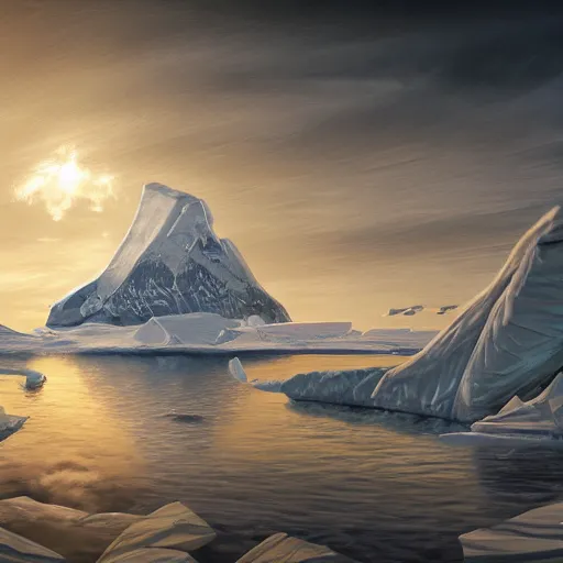 Prompt: Antarctica dynamic lighting, cinematic, establishing shot, extremely high detail, photo realistic, cinematic lighting, oil painting, intricate line drawings, 8k resolution