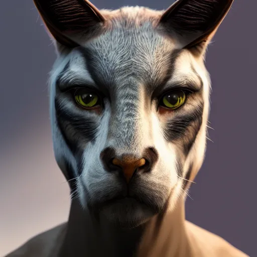 Image similar to A comic book style portait painting of a horsecat, unreal 5, hyperrealistic, octane render, cosplay, RPG portrait, dynamic lighting