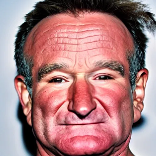 Image similar to robin williams mutating into the thing, practical effects, industrial lights and magic