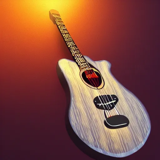 Image similar to a magical guitar, glowing effect, devainart,concept art trending on artstation, hyperreal, hyperdetailed, 8k,hd