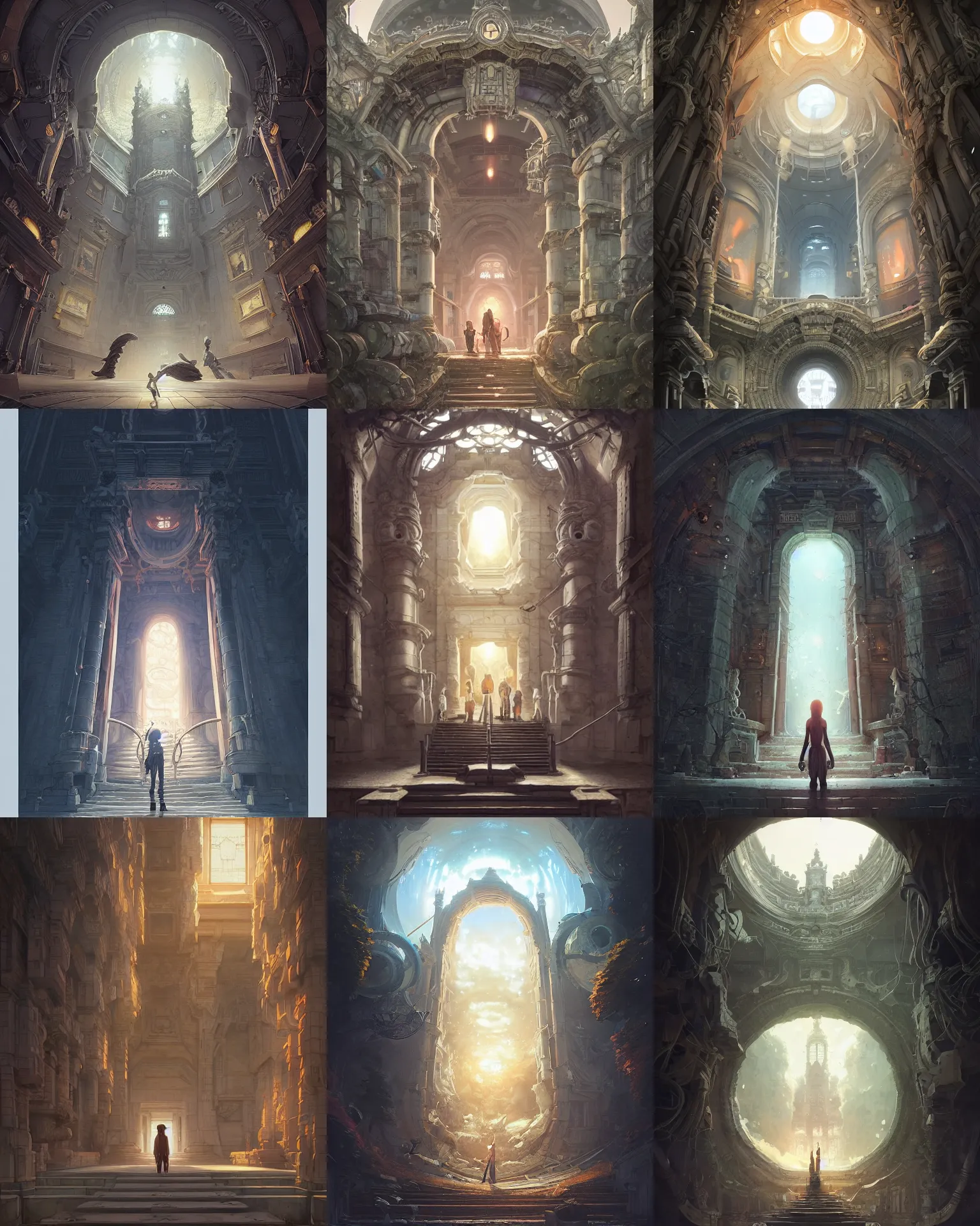 Prompt: portal through eras with your guide to the museum, magnificent, close up, details, sharp focus, elegant, highly detailed, illustration, by Jordan Grimmer and greg rutkowski and PiNe(パイネ) and 薯子Imoko and 香川悠作 and wlop and maya takamura, intricate, beautiful, Trending artstation, pixiv, digital Art