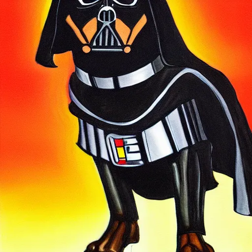 Image similar to Rottweiler as Darth Vader, drawing