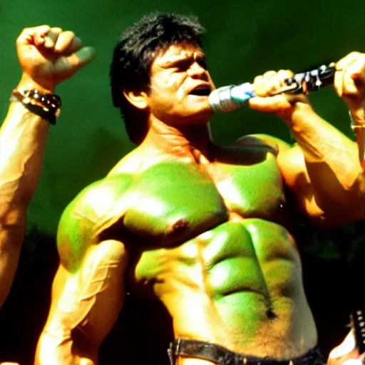 Image similar to hulk performing at woodstock