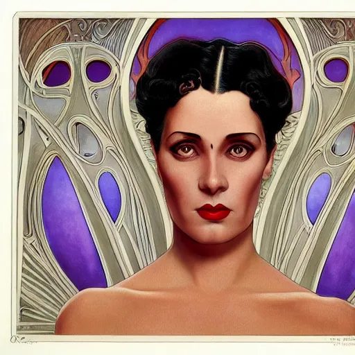 Image similar to an art nouveau, ( streamline moderne ), multi - ethnic and multi - racial portrait in the style of charles dulac and donato giancola and anna dittmann. very large, clear, expressive, and intelligent eyes. symmetrical, centered, ultrasharp focus, dramatic lighting, photorealistic digital matte painting, intricate ultra detailed background.