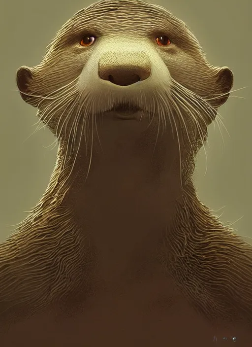 Image similar to a beautiful portrait of an anthropomorphic otter. character design by cory loftis, fenghua zhong, ryohei hase, ismail inceoglu and ruan jia. volumetric light, detailed, rendered in octane