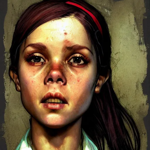 Image similar to frontal portrait of zoe from left 4 dead, by norman rockwell