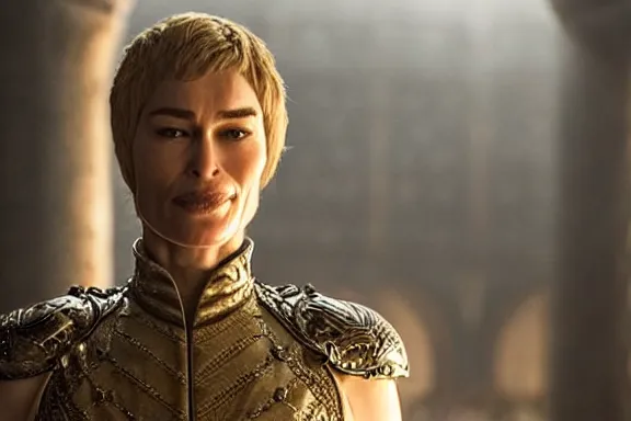 Image similar to very very intricate photorealistic photo of cersei killed by jaime lannister, photo is in focus with detailed atmospheric lighting, award - winning details