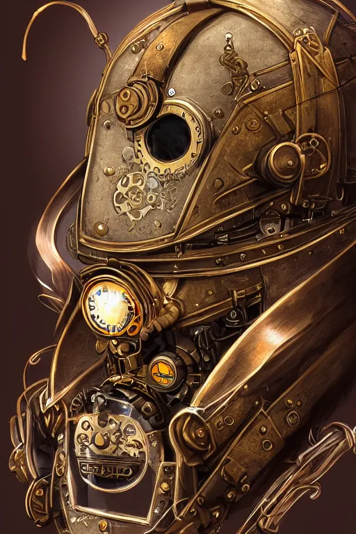 Image similar to steampunk helmet fantasy art mask robot ninja stylized digital illustration sharp focus, elegant intricate digital painting artstation concept art global illumination ray tracing advanced technology chaykin howard and campionpascale and cooke darwyn and davis jack