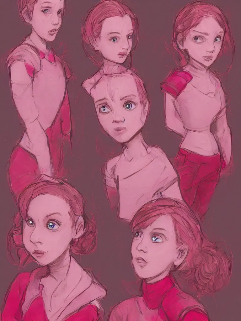 Image similar to pink and red twins by Disney Concept Artists, blunt borders, golden ratio