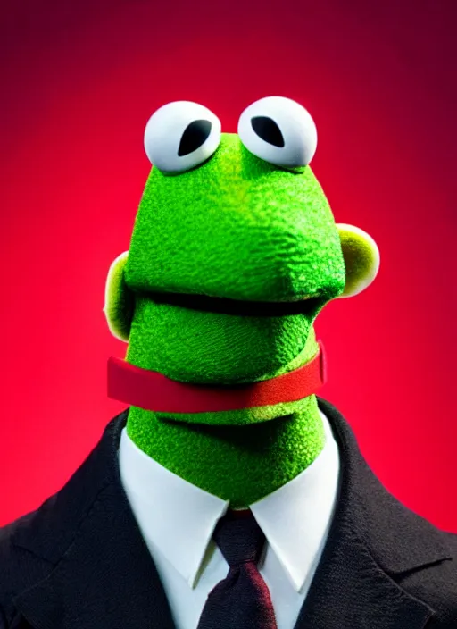 Image similar to studio portrait still of muppet!!!!! agent smith!!!!!! as a muppet muppet as a muppet, 8 k, studio lighting, key light,