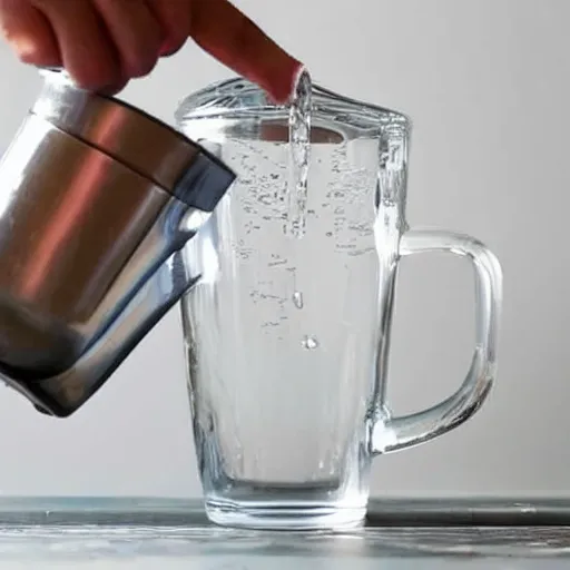 Prompt: Pouring a pitcher of water into a small cup