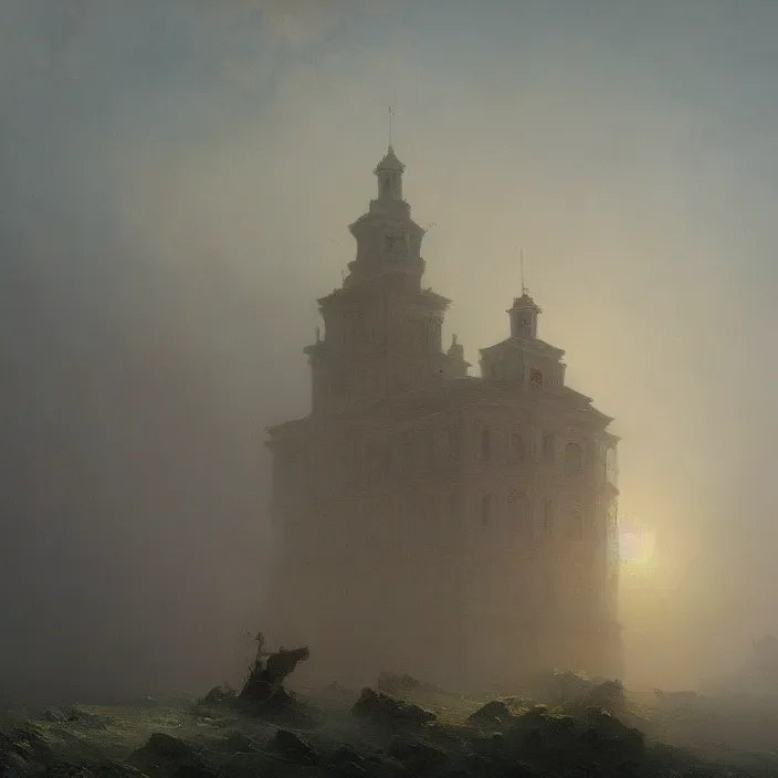 Prompt: a beautiful painting of prypiat by ivan aivazovsky and greg rutkowski and sung choi, in style of impressionnisme. hyper detailed, sharp focus, soft light. unreal engine 5 lumen. ray tracing, sci fi. trending on artstation. oil on canvas