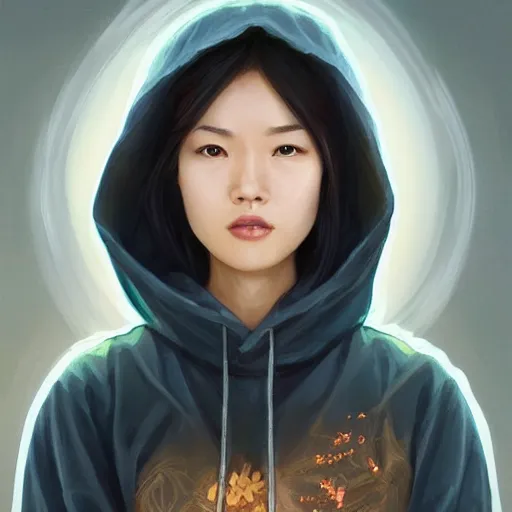 A digital painting of a beautiful chinese girl standing and posi