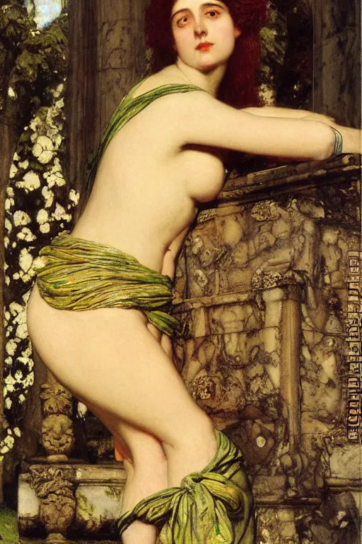 Prompt: mythological female by herbert james draper, sir lawrence alma - tadema, arnold bocklin