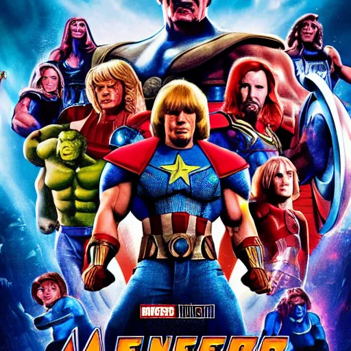 Prompt: movie poster of he - man starring in avengers endgame, 4 k