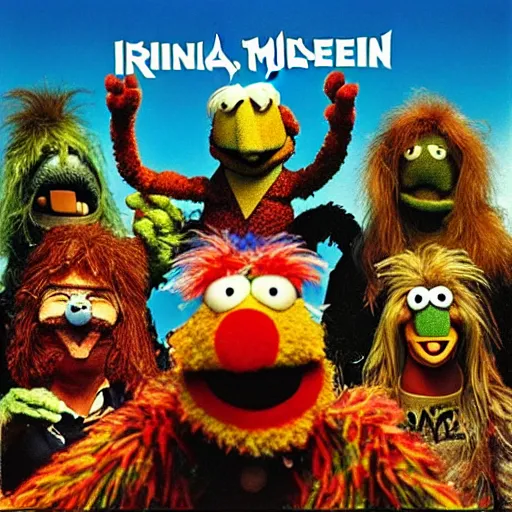 Prompt: animal the muppet on iron maiden album cover, 8 k resolution hyperdetailed scary dystopian surrealism