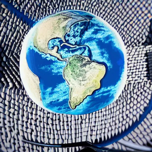 Image similar to the earth on a tennis racquet, high detail