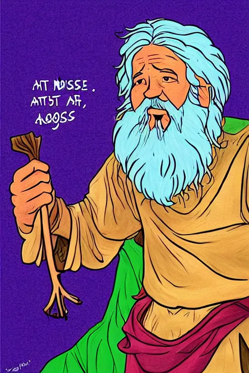 Image similar to moses againts god, realistic, art by tafy laplanche, colored by food colorhunt