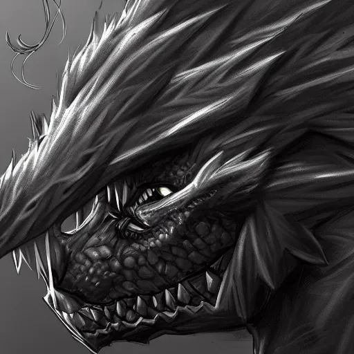 Prompt: digital art close-up bust of an anthropomorphic dragon made of shadow and darkness, fading into fog, high quality, artstation, Furaffinity, deviantart