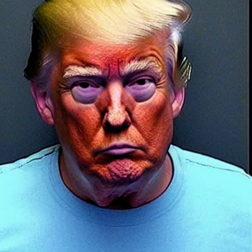 Image similar to donald trump mugshot, sad!