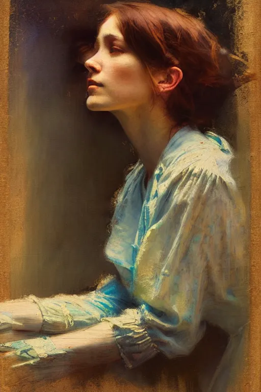 Image similar to soft colorsphotograph imax and solomon joseph solomon and richard schmid and jeremy lipking victorian loose genre loose painting full stack of books