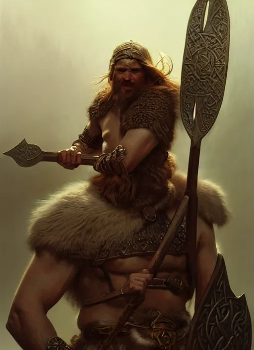 Prompt: viking berserker, diffuse lighting, fantasy, intricate, elegant, highly detailed, lifelike, photorealistic, digital painting, artstation, illustration, concept art, smooth, sharp focus, art by John Collier and Albert Aublet and Krenz Cushart and Artem Demura and Alphonse Mucha