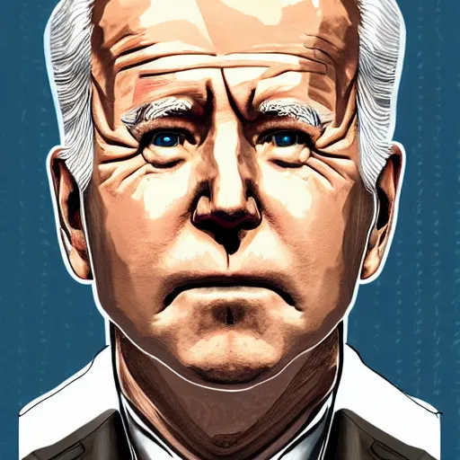 Image similar to a disco elysium portrait of sad Biden, highly detailed