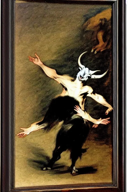 Image similar to dance of the goat man by francisco de goya