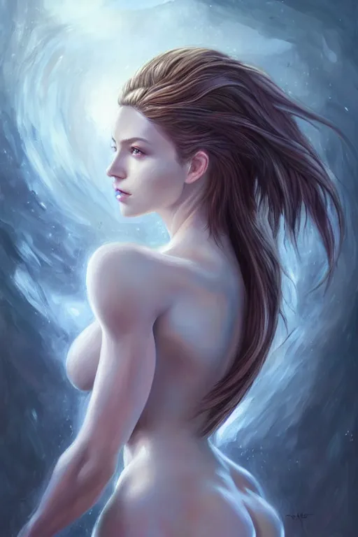 Image similar to a photorealistic painting of an attractive young girl, partially clothed in ethereal armor emitting psychic powers, beautiful bone structure, anatomically accurate arms and hands, perfectly proportioned face, perfect eyes, intricate, elegant, highly detailed, hyper detailed, trending on tumblr, by artgerm, by loish, fantasy scene, fantasy aesthetic, trending on Artstation