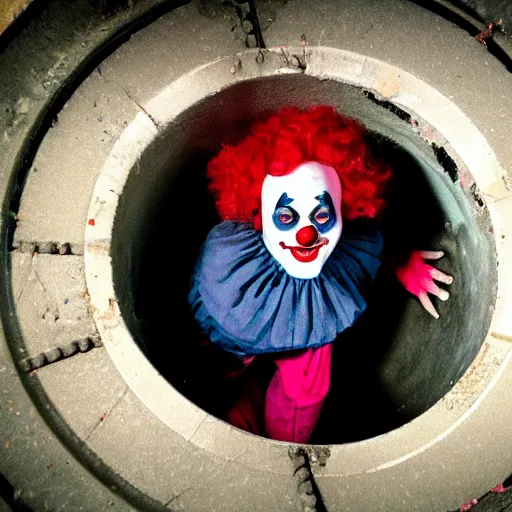 Image similar to photo of a killer clown in the sewer