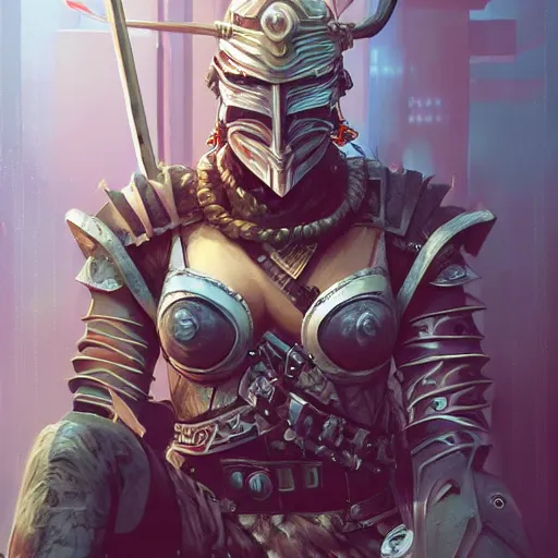 Image similar to cyberpunk viking helmet mask warrior goddess robot ninja fantasy, art gta 5 cover, official fanart behance hd artstation by jesper ejsing, by rhads, makoto shinkai and lois van baarle, ilya kuvshinov, ossdraws