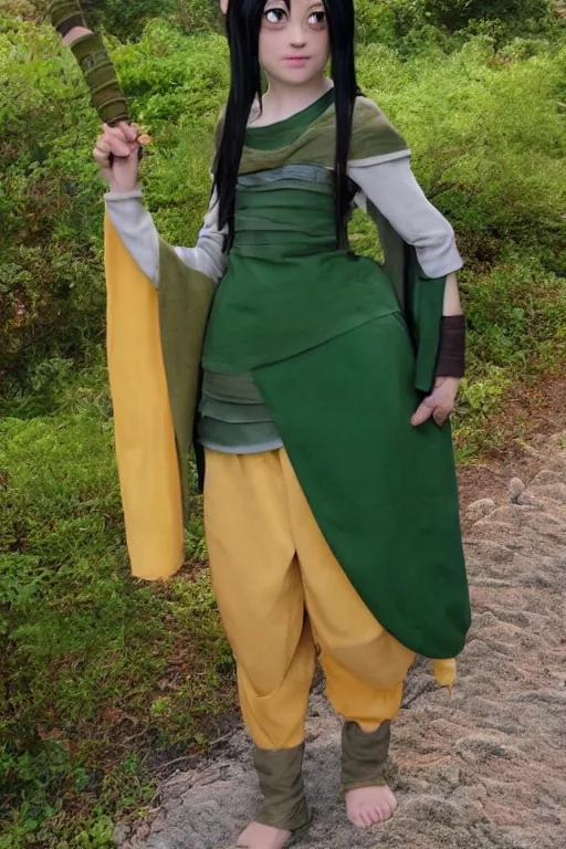 Prompt: a full - length photo of real life toph from avatar