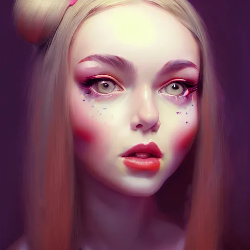 Prompt: portrait of a girl with a bundt cake on her face , digital art, cinematic, concept art, 8k, painting, imaginefx, cgsociety, trending on artstation