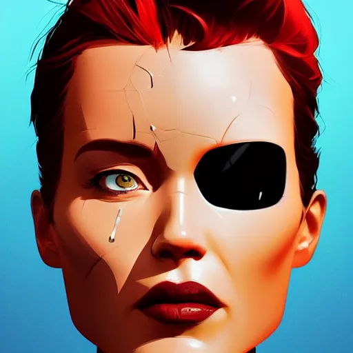 Image similar to face icon stylized minimalist terminator dark fate, loftis, cory behance hd by jesper ejsing, by rhads, makoto shinkai and lois van baarle, ilya kuvshinov, rossdraws global illumination