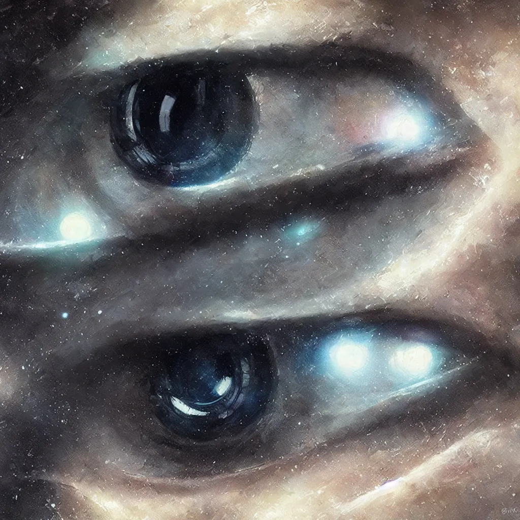 Image similar to galaxy incornea of eye, overdetailed art, by greg rutkowski, magic