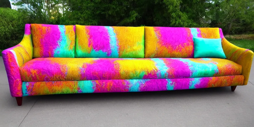 Prompt: beautiful couch in award winning vibrant design, detailed, harmonic colors, spiritual