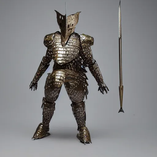 Image similar to a humanoid Pangolin armored knight with metallic armor that looks similar to a pangolin and biotechnology mesh