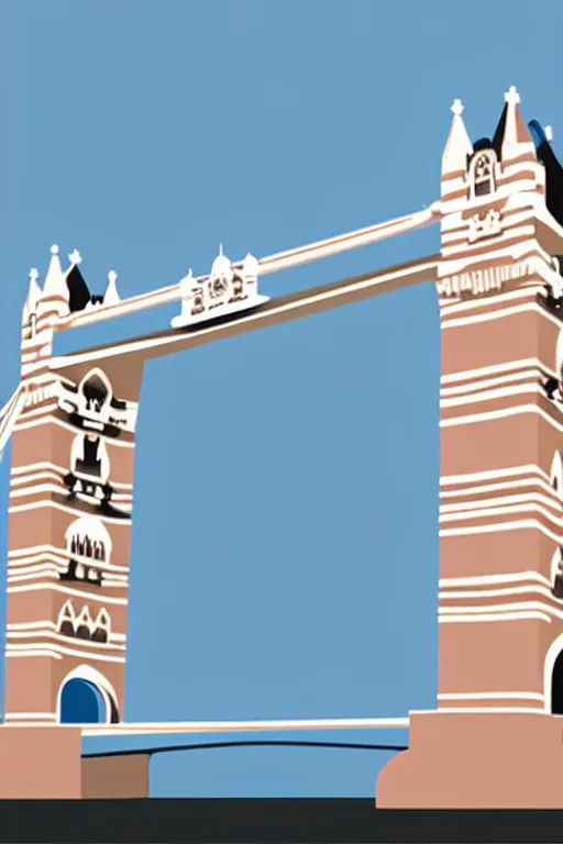 Prompt: minimalist boho style art of london tower bridge at sunrise, illustration, vector art